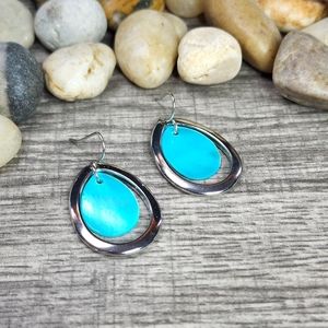 Silver and Blue Drop Dangle Earrings